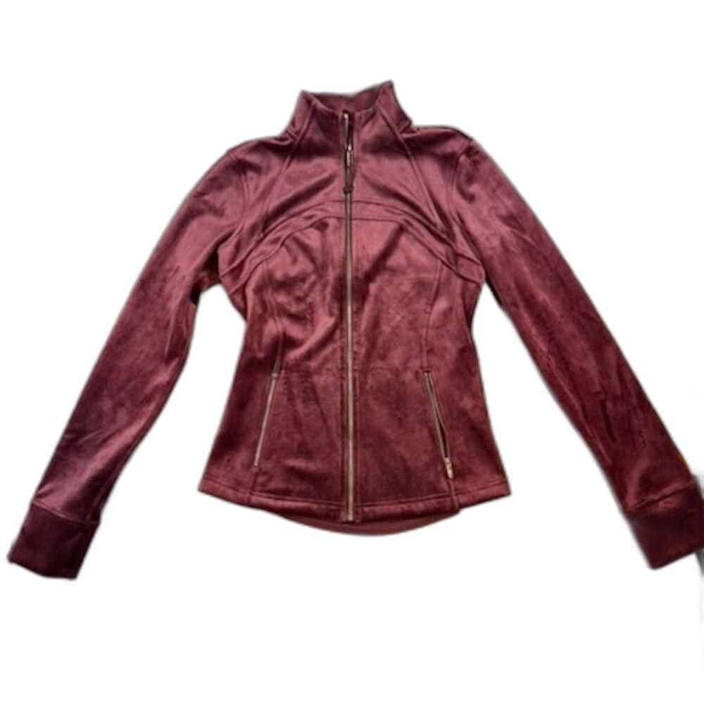 Lululemon Plush Times Jacket Sz 6 Heathered Dark Adobe Burgundy Velour Velvet